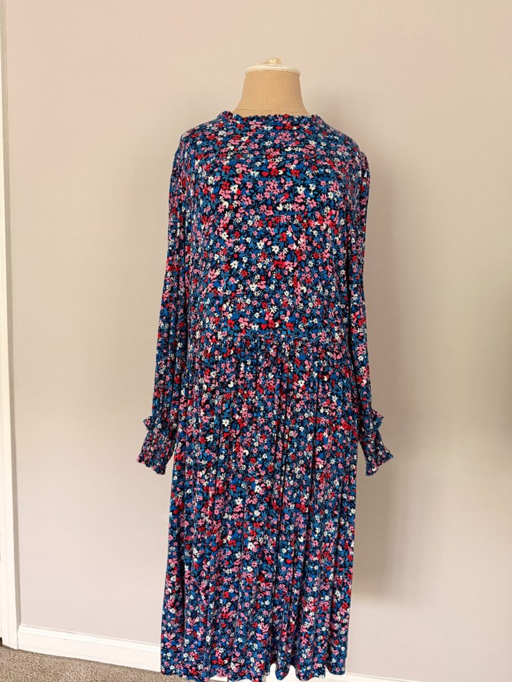 NWT Draper James Ditsy Floral Kitty Shirt Dress Blue Multi 1X